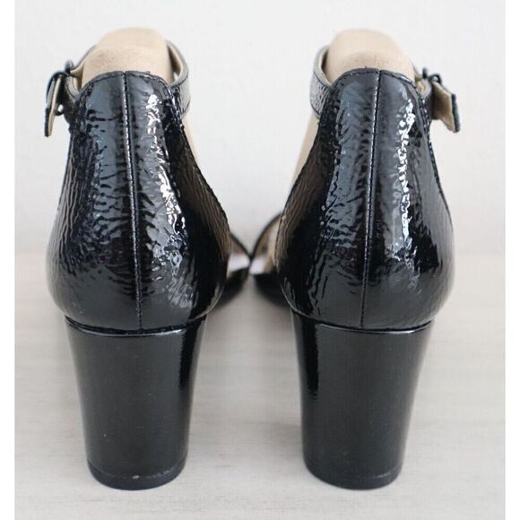 Naturalizer Women Sz 7M Black Patent Leather Vera Ankle Strap Block Heel Sandals - Picture 4 of 8